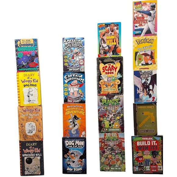 Scholastic Other - Huge 17 Kids Book Lot Diary Wimpy Kid Dog Man Plants Zombies Manga Goosebumps